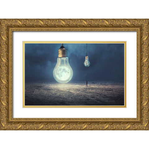 Moon Lamp Gold Ornate Wood Framed Art Print with Double Matting by Almawash, Sulaiman