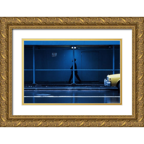 Yellow Car-From The Series Qnew York Bluesq Gold Ornate Wood Framed Art Print with Double Matting by Matthes, Dieter