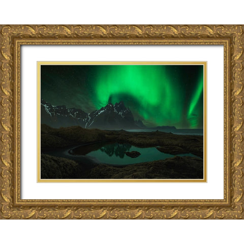 Vesturhorn Gold Ornate Wood Framed Art Print with Double Matting by Zhu, Jingshu