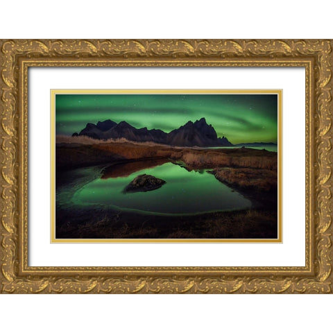 Mirror In The Sand Gold Ornate Wood Framed Art Print with Double Matting by Svoboda MQEP, Peter
