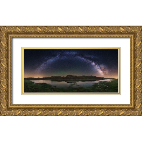 The Lagoon Gold Ornate Wood Framed Art Print with Double Matting by F. Turienzo, Carlos