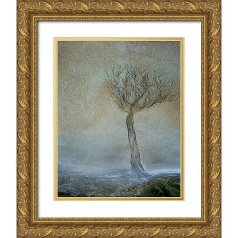 Lonely Tree Gold Ornate Wood Framed Art Print with Double Matting by Talen, Nel