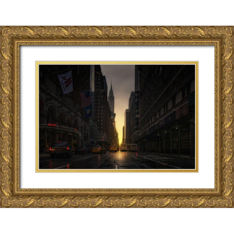 Manhattanhenge Gold Ornate Wood Framed Art Print with Double Matting by Martin Castan, David