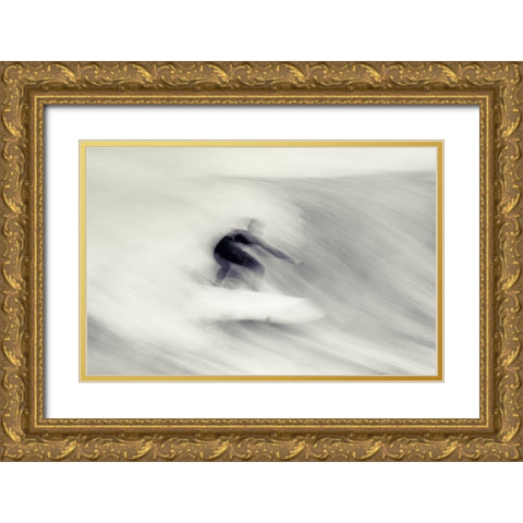 Surfing Impressions Gold Ornate Wood Framed Art Print with Double Matting by Swapnil