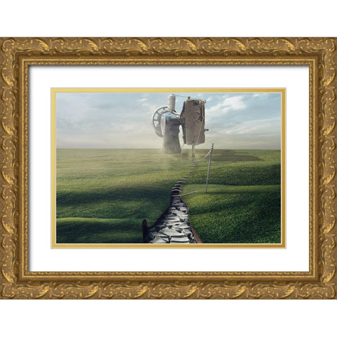 Cultivate The Ground Gold Ornate Wood Framed Art Print with Double Matting by Almawash, Sulaiman