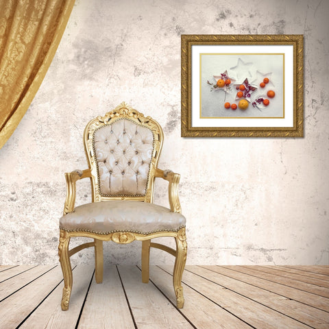 Snow Still Life Gold Ornate Wood Framed Art Print with Double Matting by Lazarov, Dimitar