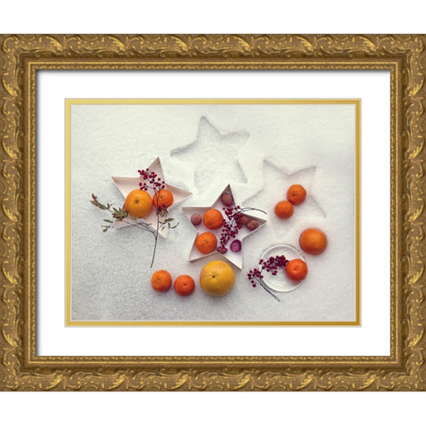 Snow Still Life Gold Ornate Wood Framed Art Print with Double Matting by Lazarov, Dimitar
