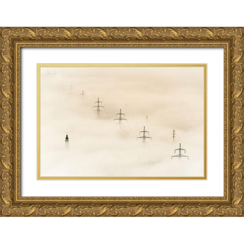 Untitled Gold Ornate Wood Framed Art Print with Double Matting by Kos, Rafael