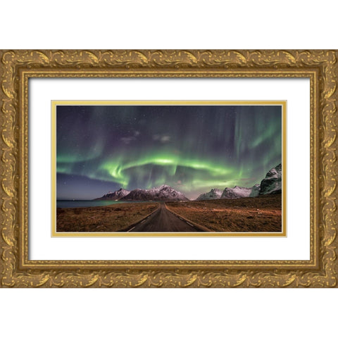 Road To Boreal Gold Ornate Wood Framed Art Print with Double Matting by Perdomo, Pablo