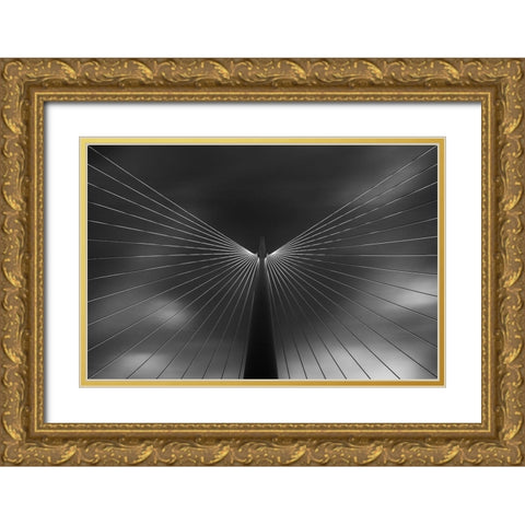 Angel In Black And White Gold Ornate Wood Framed Art Print with Double Matting by Ferrero, Ivan
