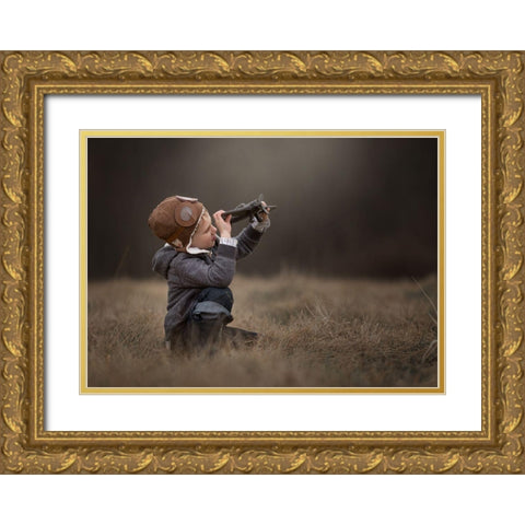 Future Aviator Gold Ornate Wood Framed Art Print with Double Matting by Whitehead, Annie