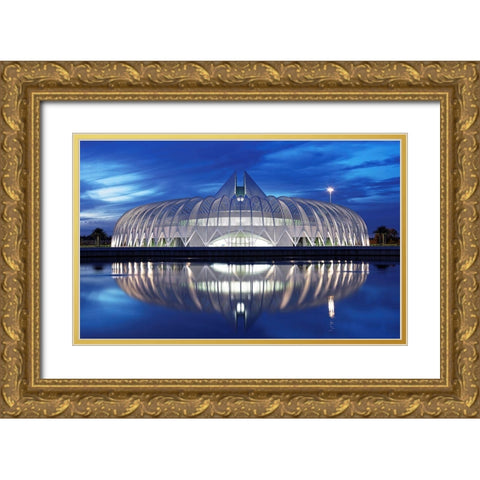 Polytechnic University Of Florida At Night Gold Ornate Wood Framed Art Print with Double Matting by Fleckenstein, Martin