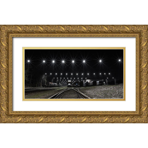 Train Stars Gold Ornate Wood Framed Art Print with Double Matting by Londal, Leif