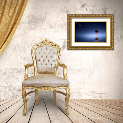 Air Ballon Gold Ornate Wood Framed Art Print with Double Matting by Hamiti, Bess