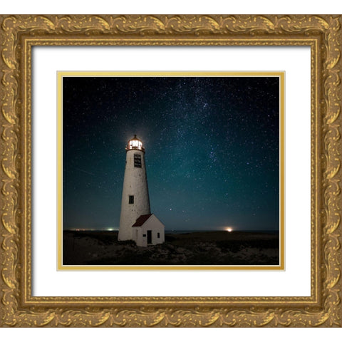 Great Point Light-Midnight Gold Ornate Wood Framed Art Print with Double Matting by Pilla, Scott