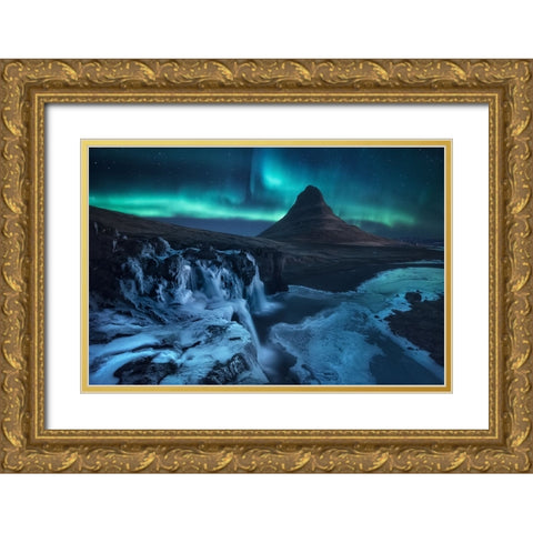 Frozen Falls Gold Ornate Wood Framed Art Print with Double Matting by F. Turienzo, Carlos