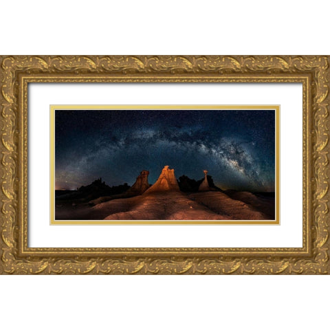 Three Wise Men Gold Ornate Wood Framed Art Print with Double Matting by Zhu, Hua