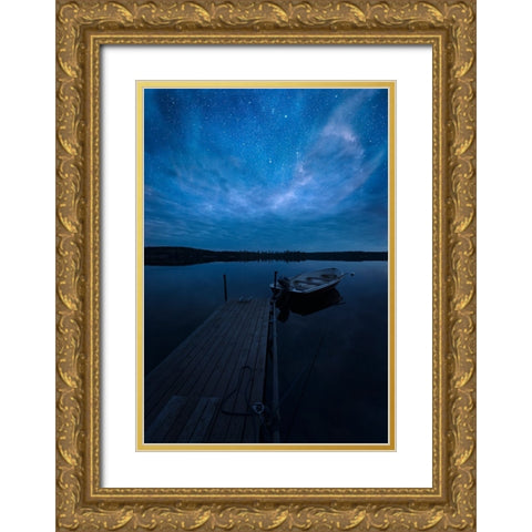 Night Gold Ornate Wood Framed Art Print with Double Matting by Lindsten, Christian
