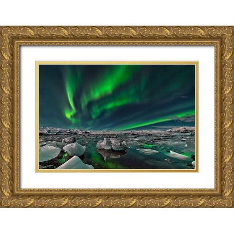 Ice Lake Gold Ornate Wood Framed Art Print with Double Matting by Zhu, Hua