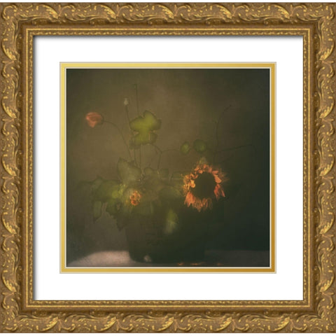 Tears Of Sunflower Gold Ornate Wood Framed Art Print with Double Matting by Devos, Delphine
