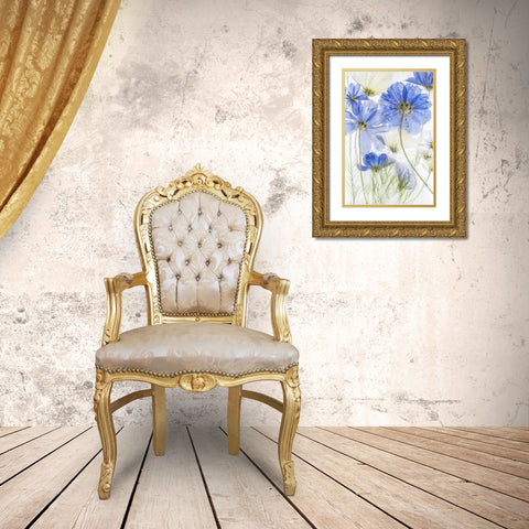 Cosmos Blue Gold Ornate Wood Framed Art Print with Double Matting by Disher, Mandy