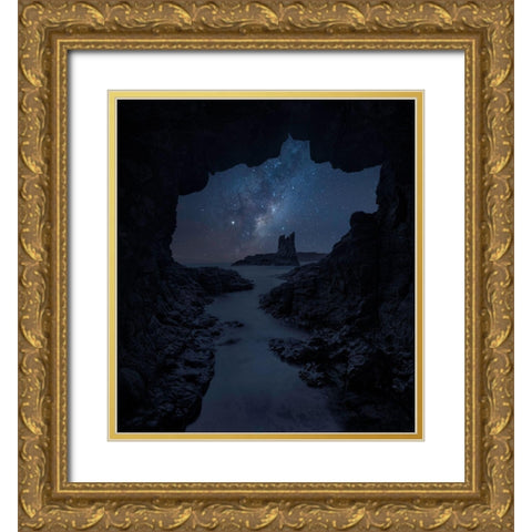 Cathedral Rock Gold Ornate Wood Framed Art Print with Double Matting by Zhu, Jingshu