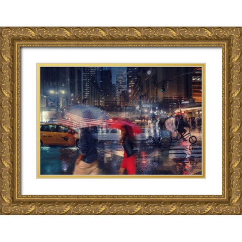 NYC 5 Gold Ornate Wood Framed Art Print with Double Matting by Della Latta, Massimo