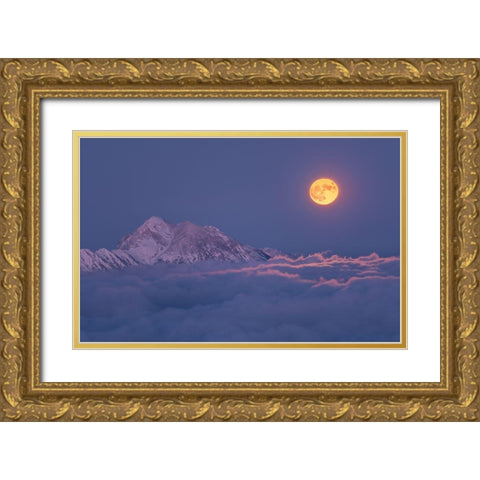 Super Moon Rises Gold Ornate Wood Framed Art Print with Double Matting by Krivec, Ales