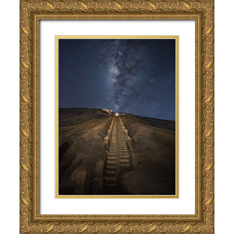 Reach The Stars Gold Ornate Wood Framed Art Print with Double Matting by Song, Gunarto
