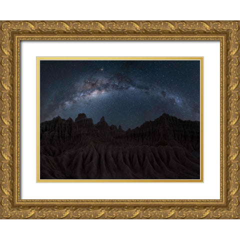 Ancient Land Gold Ornate Wood Framed Art Print with Double Matting by Zhu, Jingshu