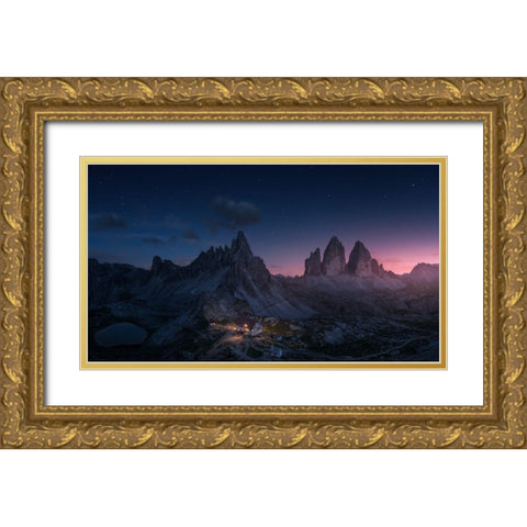 Drei Zinnen Gold Ornate Wood Framed Art Print with Double Matting by F. Turienzo, Carlos