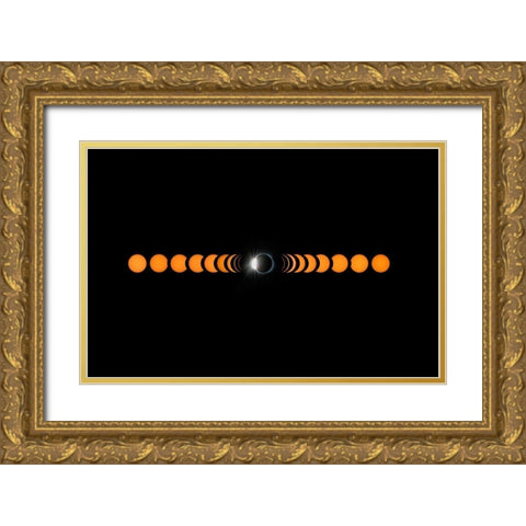 2017 Total Solar Eclipse Gold Ornate Wood Framed Art Print with Double Matting by Zhu, Hua
