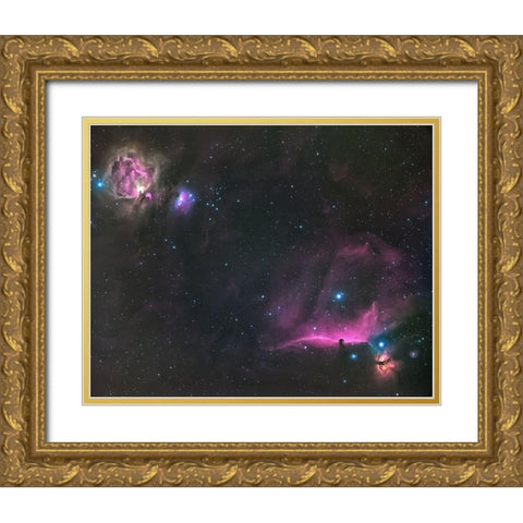 Orion Nebula And The Horsehead Gold Ornate Wood Framed Art Print with Double Matting by Auf Dem, Andrea