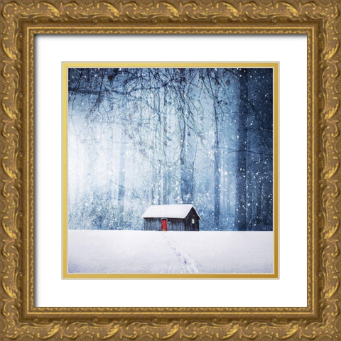 Winter Gold Ornate Wood Framed Art Print with Double Matting by Hamiti, Bess
