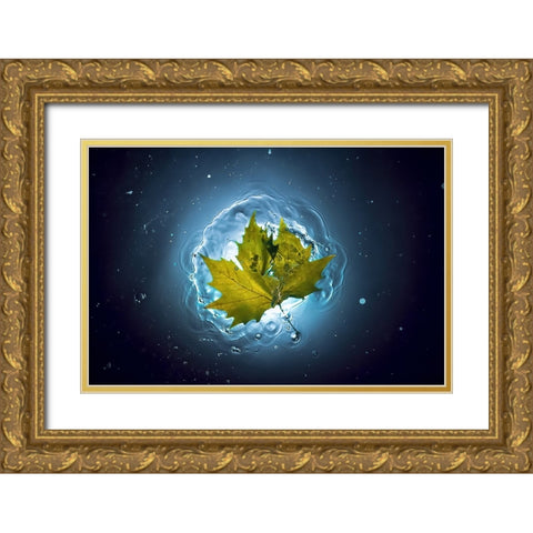 Cosmic Autumn Gold Ornate Wood Framed Art Print with Double Matting by Lazarov, Alexandar