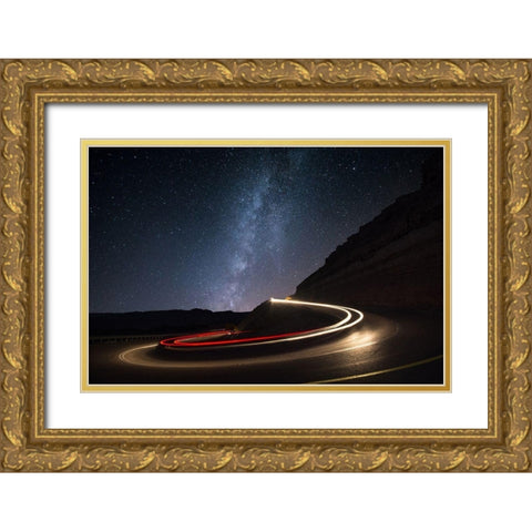 Milky Way Over Mitzpe Ramon Gold Ornate Wood Framed Art Print with Double Matting by Vansover, Erez