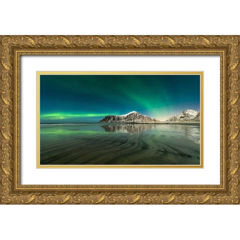 Skagsanden Lines Gold Ornate Wood Framed Art Print with Double Matting by Pelissier, Marc