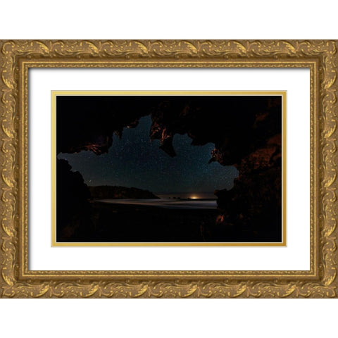 Olympic Galaxy Gold Ornate Wood Framed Art Print with Double Matting by Roughol, Francois