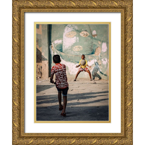 Futbol Gold Ornate Wood Framed Art Print with Double Matting by Bauer, Andreas