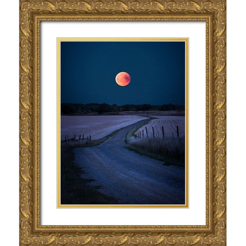 Bloodmoon 2018 Gold Ornate Wood Framed Art Print with Double Matting by Lindsten, Christian