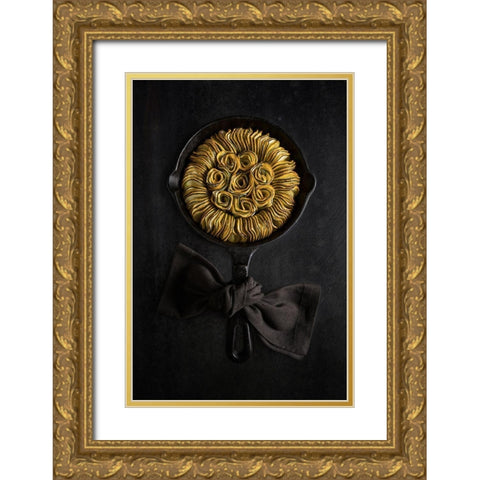 Yellow And Green Zucchini Ratatouille Flower Gold Ornate Wood Framed Art Print with Double Matting by Popescu, Diana