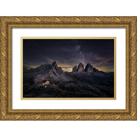 Tre Cime Di Lavaredo Gold Ornate Wood Framed Art Print with Double Matting by Deng, Larry
