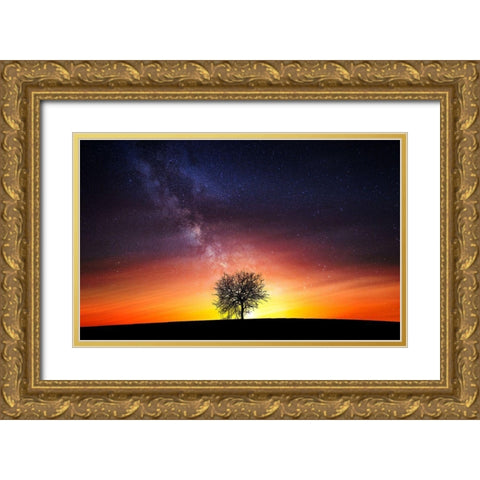Milky Way Gold Ornate Wood Framed Art Print with Double Matting by Hamiti, Bess
