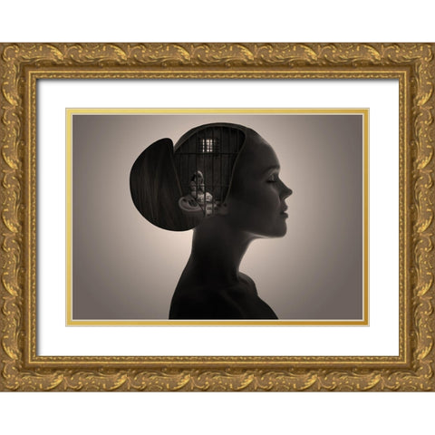 Inner Child Gold Ornate Wood Framed Art Print with Double Matting by Golchin, Aryana