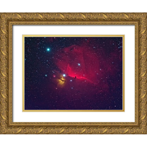 Horse Head The Dark Nebula Gold Ornate Wood Framed Art Print with Double Matting by Auf dem, Andrea