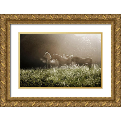Yesterday Morning Gold Ornate Wood Framed Art Print with Double Matting by Malovrh, Milan