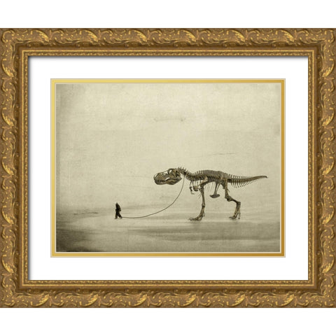 The Walk Gold Ornate Wood Framed Art Print with Double Matting by Hummel, Jeffrey