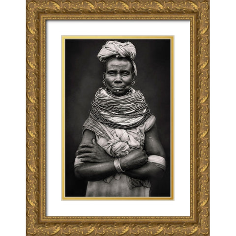 Nyangatom Gold Ornate Wood Framed Art Print with Double Matting by Yosifov, Svetlin
