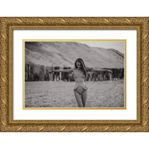 Time Is Like Sand ... Gold Ornate Wood Framed Art Print with Double Matting by Kurta, Arkadiy