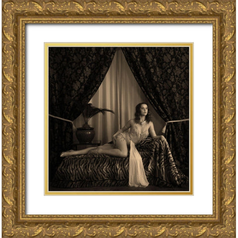 1930S Burlesque Performer Gold Ornate Wood Framed Art Print with Double Matting by Wentworth, Harry